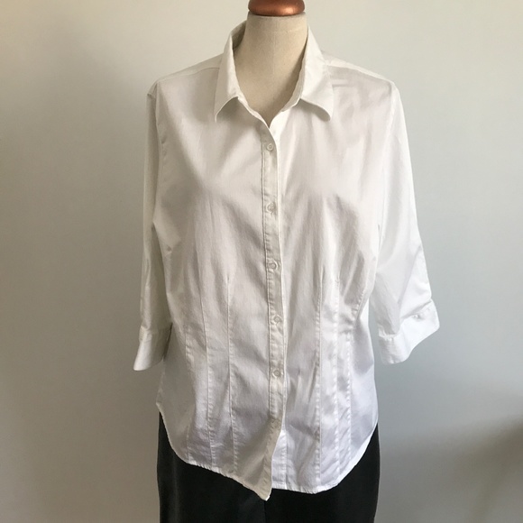 Studio Femme - White Button Up Adjusted  Blouse / Top - Picture 1 of 7